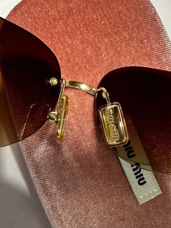 Miu Miu Gold and Brown Sunglasses with Velvet Case main image 5